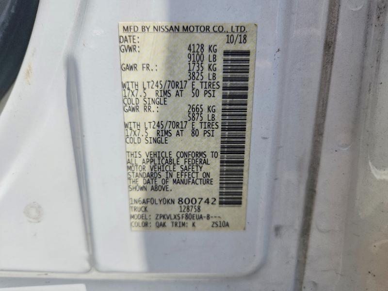 Продаж на аукціоні авто 2019 Nissan Nv, vin: 1N6AF0LY0KN800742, номер лоту: 63256106