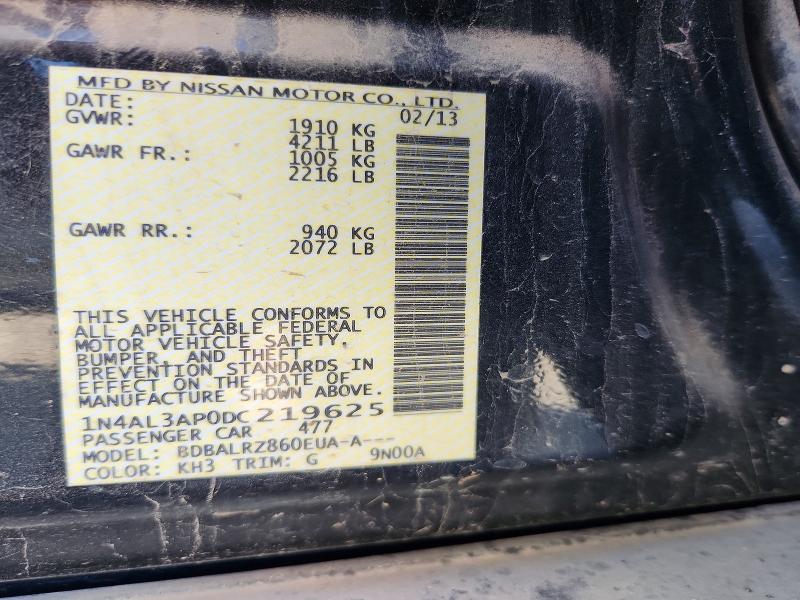 Продажа на аукционе авто 2013 Nissan Altima, vin: 1N4AL3AP0DC219625, номер лота: 60390986