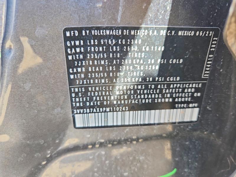 Aukcja sprzedaży 2023 Volkswagen Tiguan, vin: 3VV3B7AX9PM110243, numer aukcji: 62492036