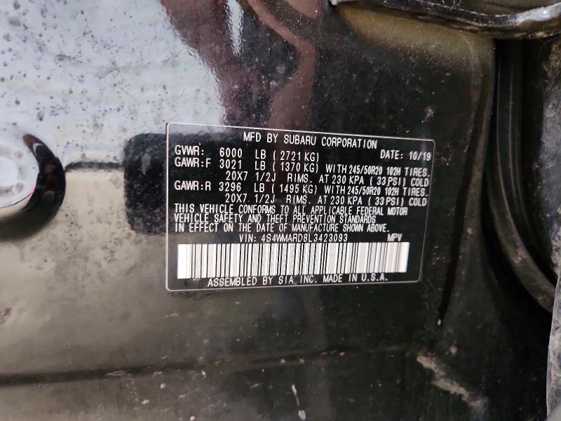 61582216 :رقم المزاد ، 4S4WMARD8L3423093 vin ، 2020 Subaru Ascent مزاد بيع