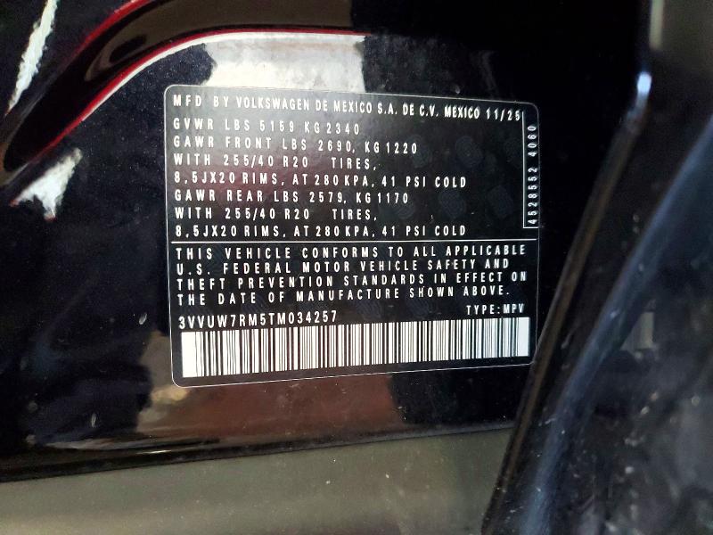 60480196 :رقم المزاد ، 3VVUW7RM5TM034257 vin ، 2026 Volkswagen Tiguan مزاد بيع