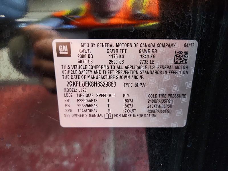 60504166 :رقم المزاد ، 2GKFLUEK8H6329863 vin ، 2017 Gmc Terrain مزاد بيع