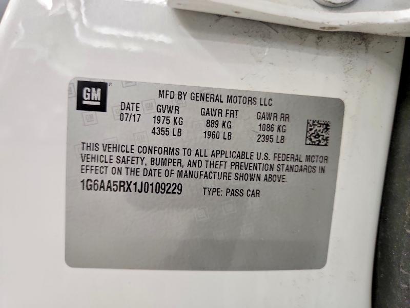 2018 Cadillac Ats მანქანა იყიდება აუქციონზე, vin: 1G6AA5RX1J0109229, აუქციონის ნომერი: 60529416