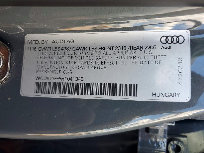 Продаж на аукціоні авто 2017 Audi A3, vin: WAUAUGFF6H1041345, номер лоту: 62506556