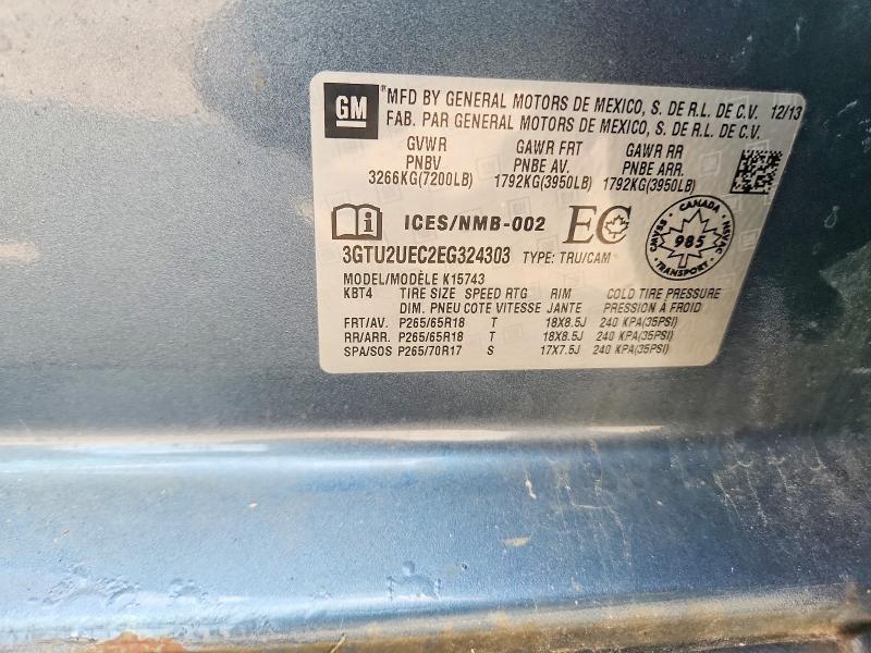 2014 Gmc Sierra მანქანა იყიდება აუქციონზე, vin: 3GTU2UEC2EG324303, აუქციონის ნომერი: 62716836