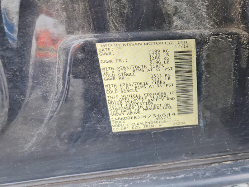 Auction sale of the 2015 Nissan Frontier, vin: 1N6AD0ER3FN736844, lot number: 61789306