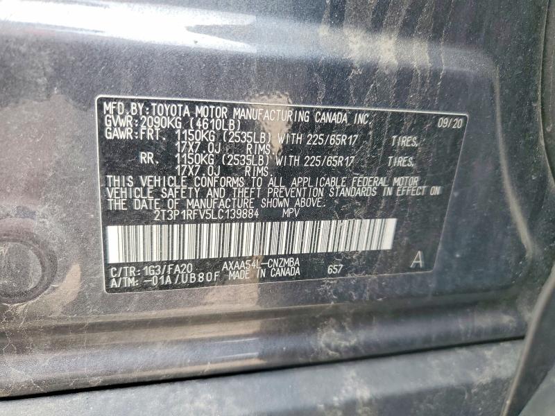 Aukcja sprzedaży 2020 Toyota Rav4, vin: 2T3P1RFV5LC139884, numer aukcji: 61061926