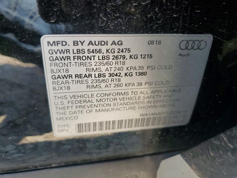 Aukcja sprzedaży 2018 Audi Q5, vin: WA1ANAFY1J2228145, numer aukcji: 61719496