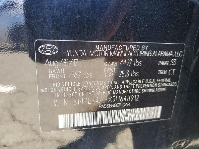 60261716 :رقم المزاد ، 5NPE34AFXJH648912 vin ، 2018 Hyundai Sonata مزاد بيع