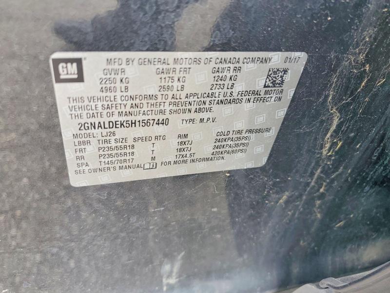 Aukcja sprzedaży 2017 Chevrolet Equinox, vin: 2GNALDEK5H1567440, numer aukcji: 59359136