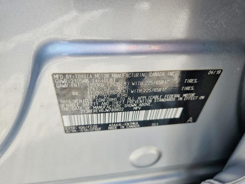61633746 :رقم المزاد ، 2T3RFREV6JW789802 vin ، 2018 Toyota Rav4 مزاد بيع