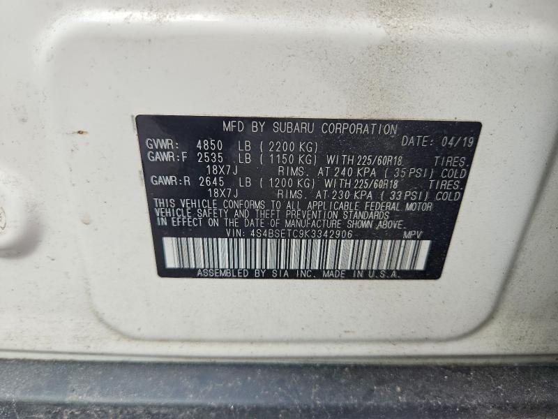 Продажа на аукционе авто 2019 Subaru Outback, vin: 4S4BSETC9K3342906, номер лота: 62994596