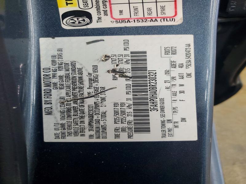 2011 Ford Fusion მანქანა იყიდება აუქციონზე, vin: 3FAHP0HA0BR230321, აუქციონის ნომერი: 61037646