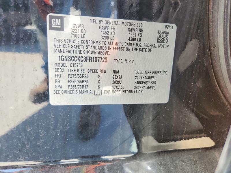 Aukcja sprzedaży 2015 Chevrolet Tahoe, vin: 1GNSCCKC8FR107723, numer aukcji: 60479926