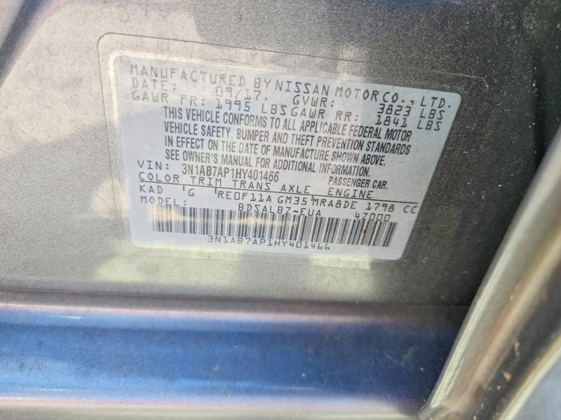Продажа на аукционе авто 2017 Nissan Sentra, vin: 3N1AB7AP1HY401466, номер лота: 61998586
