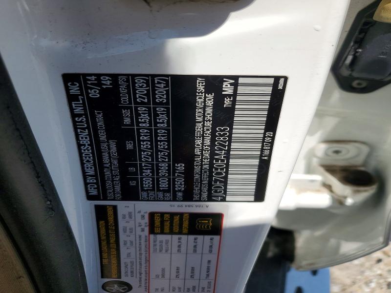 59810346 :رقم المزاد ، 4JGDF7CE0EA422833 vin ، 2014 Mercedes-benz Gl مزاد بيع