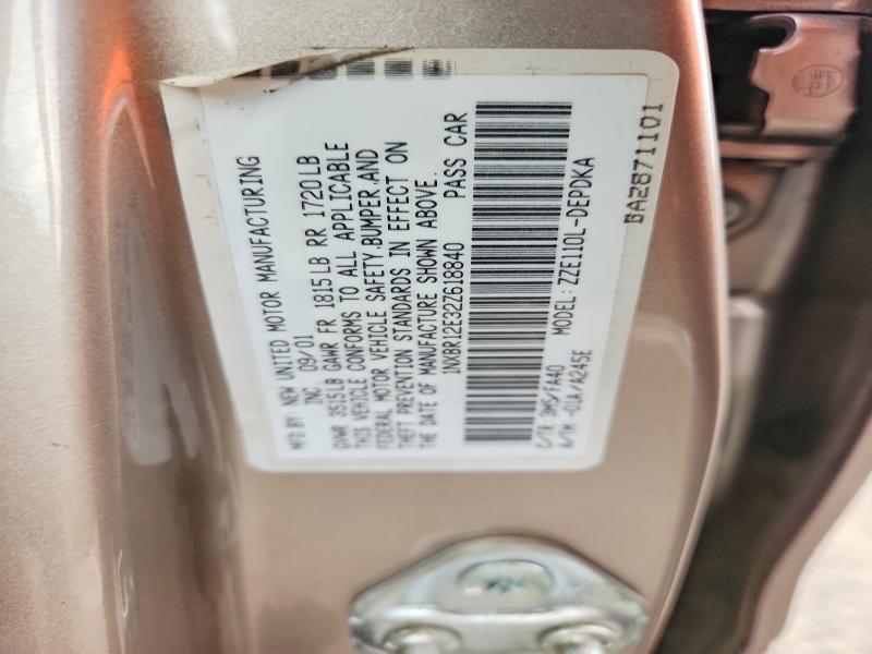 Aukcja sprzedaży 2002 Toyota Corolla, vin: 1NXBR12E32Z618840, numer aukcji: 60858016