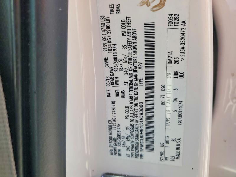 Продажа на аукционе авто 2013 Ford Escape, vin: 1FMCU0H91DUC93860, номер лота: 58336986