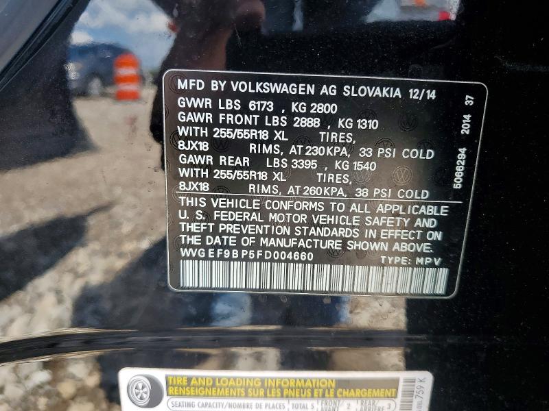 Aukcja sprzedaży 2015 Volkswagen Touareg, vin: WVGEF9BP5FD004660, numer aukcji: 58483296