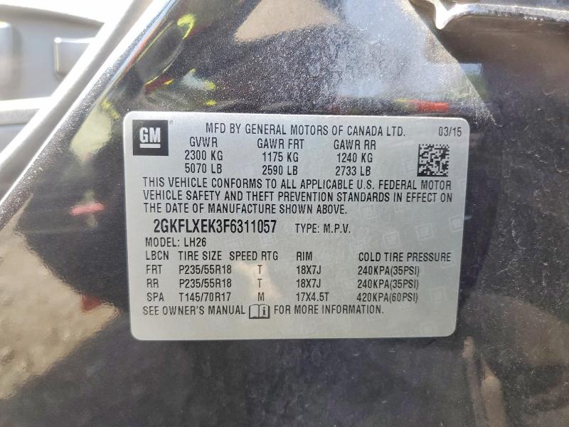 59542266 :رقم المزاد ، 2GKFLXEK3F6311057 vin ، 2015 Gmc Terrain مزاد بيع