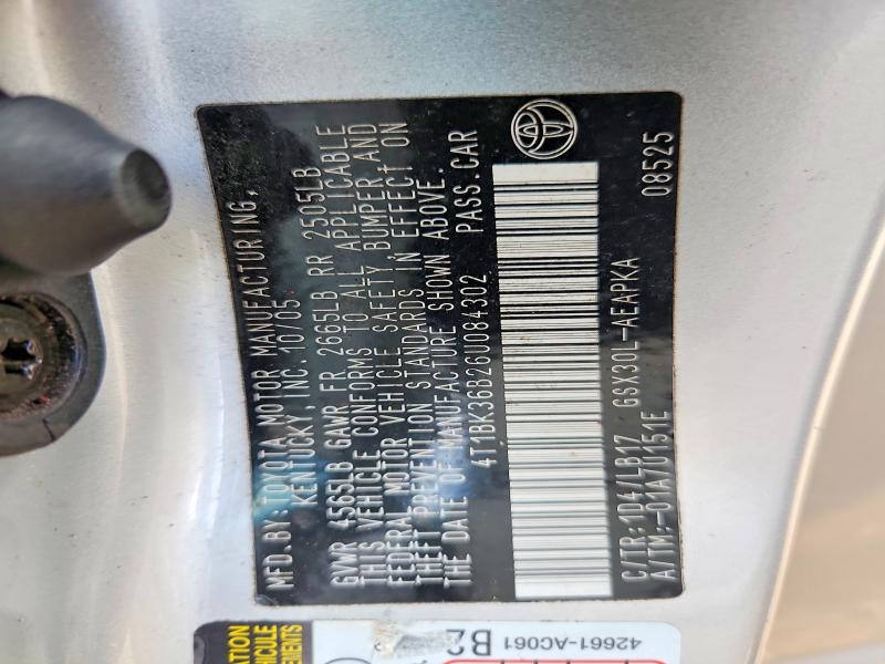 2006 Toyota Avalon მანქანა იყიდება აუქციონზე, vin: 4T1BK36B26U084302, აუქციონის ნომერი: 61187166