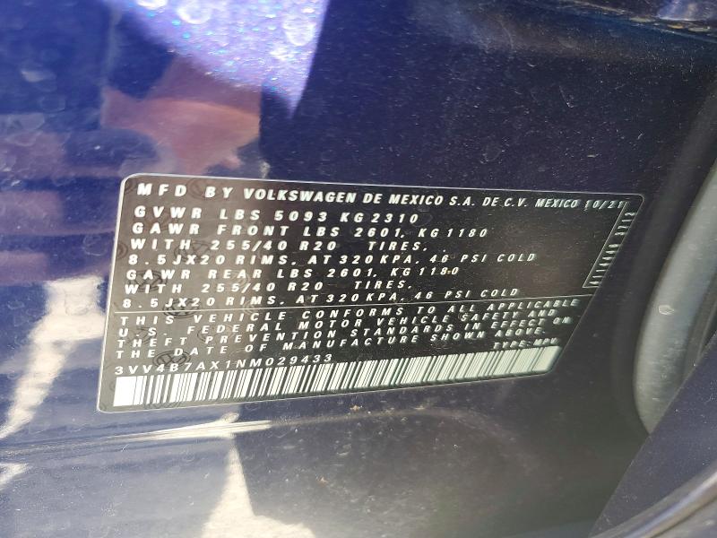 Aukcja sprzedaży 2022 Volkswagen Tiguan, vin: 3VV4B7AX1NM029433, numer aukcji: 60889006