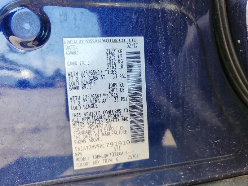 Продаж на аукціоні авто 2017 Nissan Rogue, vin: 5N1AT2MV9HC791910, номер лоту: 62506756