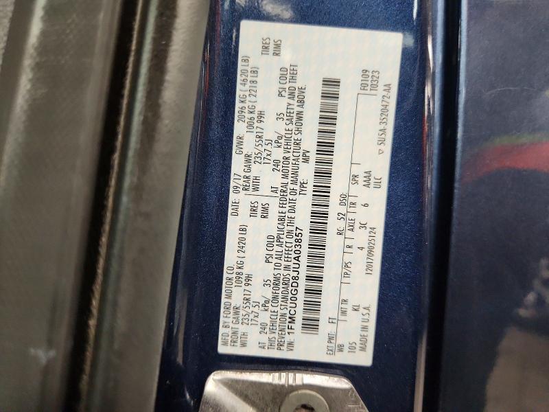 Продаж на аукціоні авто 2018 Ford Escape, vin: 1FMCU0GD8JUA03857, номер лоту: 61370286