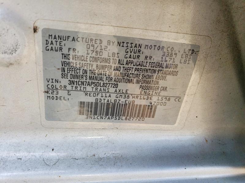Aukcja sprzedaży 2013 Nissan Versa, vin: 3N1CN7AP5DL827720, numer aukcji: 59340846