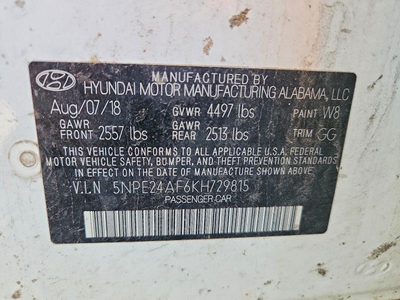 Aukcja sprzedaży 2019 Hyundai Sonata, vin: 5NPE24AF6KH729815, numer aukcji: 60373726
