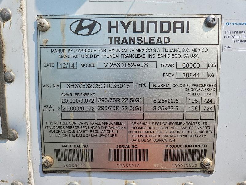 Продажа на аукционе авто 2016 Hyundai Translead Inc Trailers, vin: 3H3V532C5GT035018, номер лота: 50335956