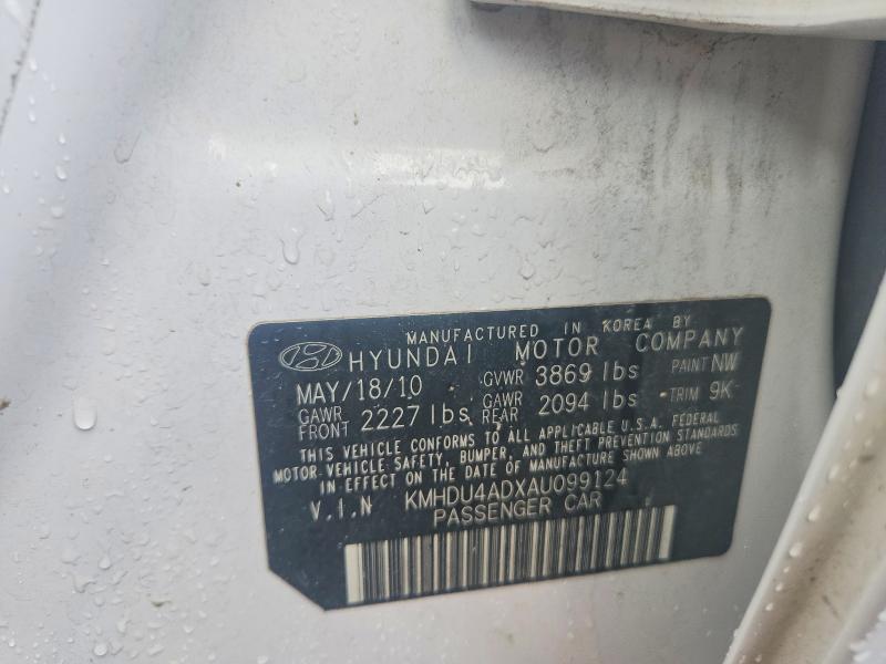2010 Hyundai Elantra მანქანა იყიდება აუქციონზე, vin: KMHDU4ADXAU099124, აუქციონის ნომერი: 59885766
