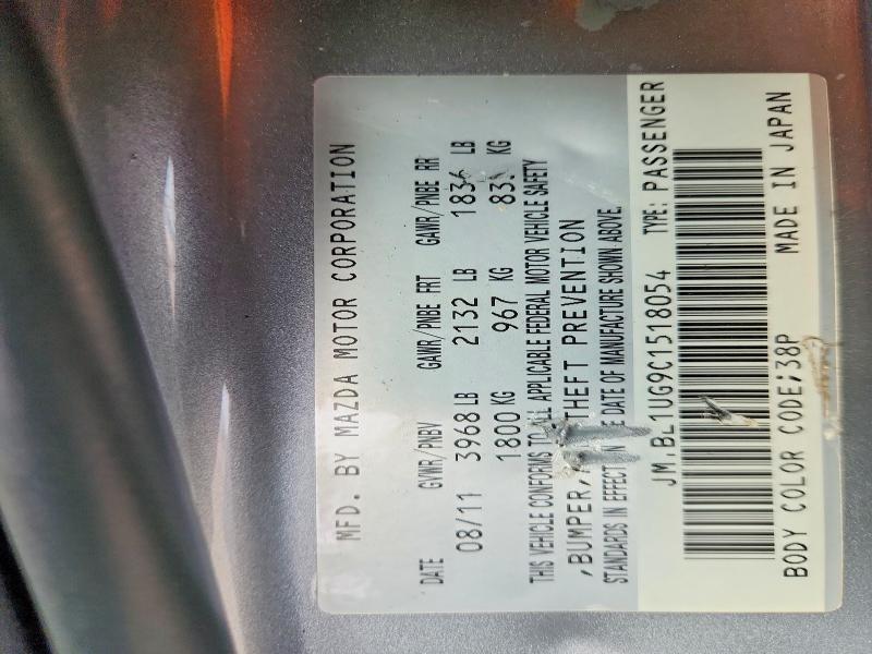 Продажа на аукционе авто 2012 Mazda 3, vin: JM1BL1UG9C1518054, номер лота: 60445136