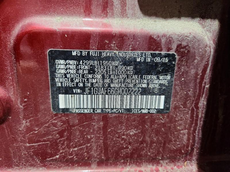 Продажа на аукционе авто 2016 Subaru Impreza, vin: JF1GJAF66GH002222, номер лота: 61691746