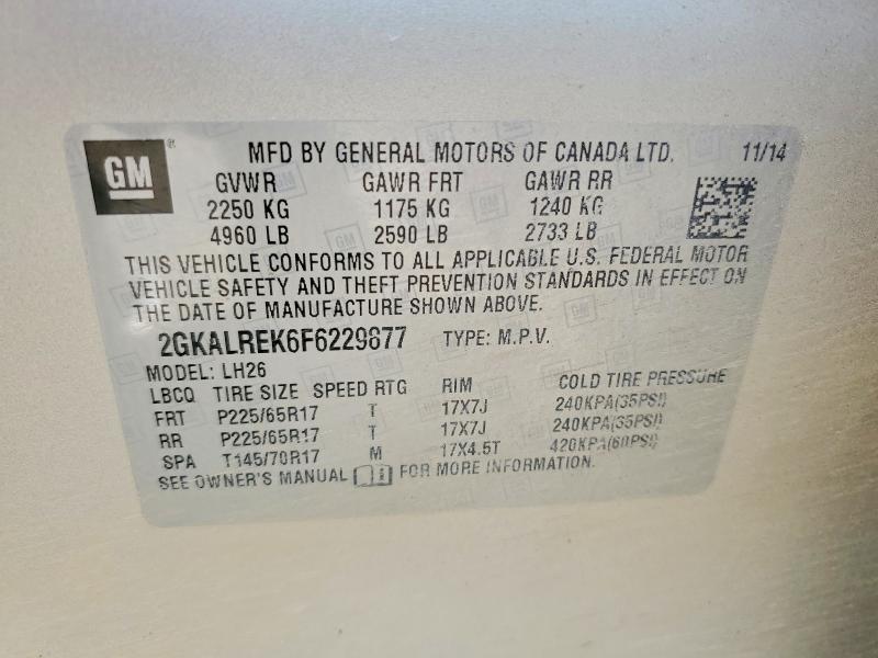Продажа на аукционе авто 2015 Gmc Terrain, vin: 2GKALREK6F6229877, номер лота: 61784466