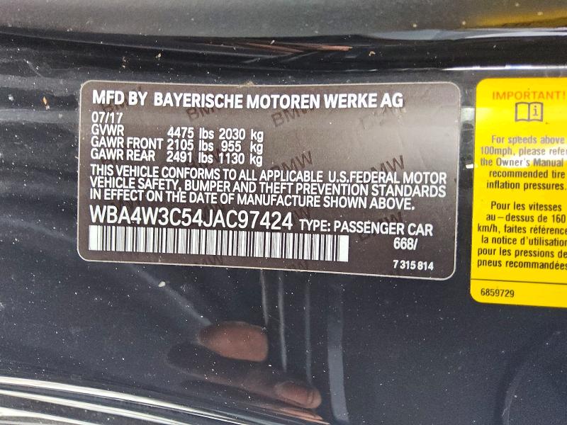 Продаж на аукціоні авто 2018 Bmw 430i, vin: WBA4W3C54JAC97424, номер лоту: 61621786