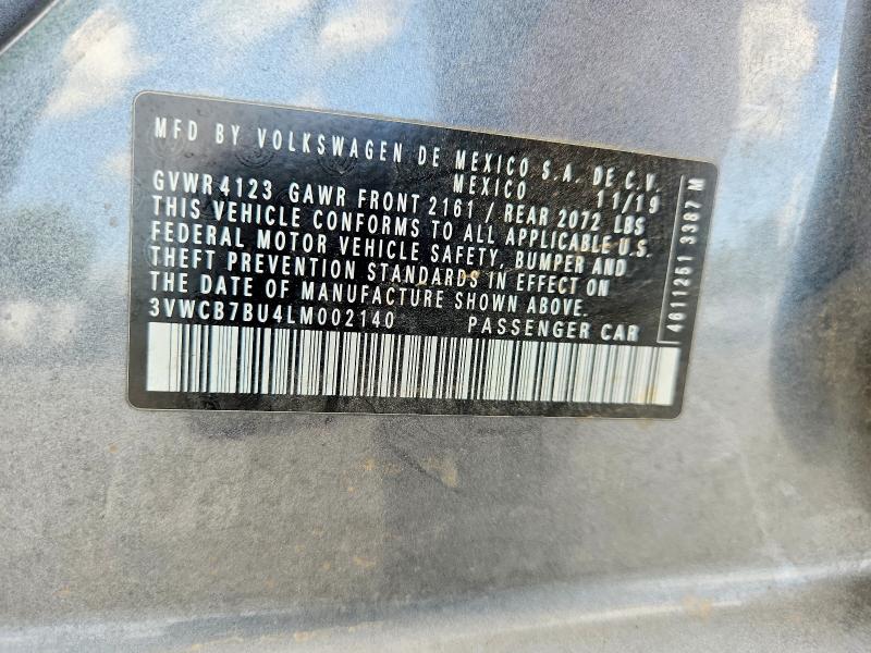 60673396 :رقم المزاد ، 3VWCB7BU4LM002140 vin ، 2020 Volkswagen Jetta مزاد بيع