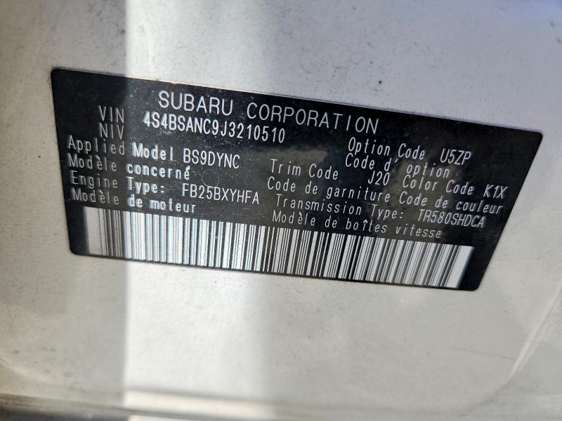 Продажа на аукционе авто 2018 Subaru Outback, vin: 4S4BSANC9J3210510, номер лота: 58161666
