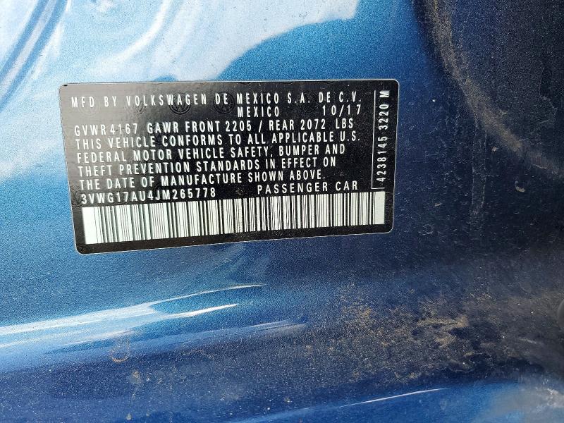 Aukcja sprzedaży 2018 Volkswagen Golf, vin: 3VWG17AU4JM265778, numer aukcji: 59253926