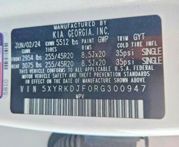 Aukcja sprzedaży 2024 Kia Sorento, vin: 5XYRKDJF0RG300947, numer aukcji: 62278136