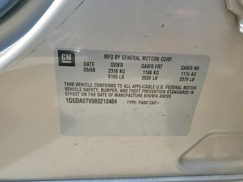 Продажа на аукционе авто 2008 Cadillac Sts, vin: 1G6DA67V980210484, номер лота: 59948066