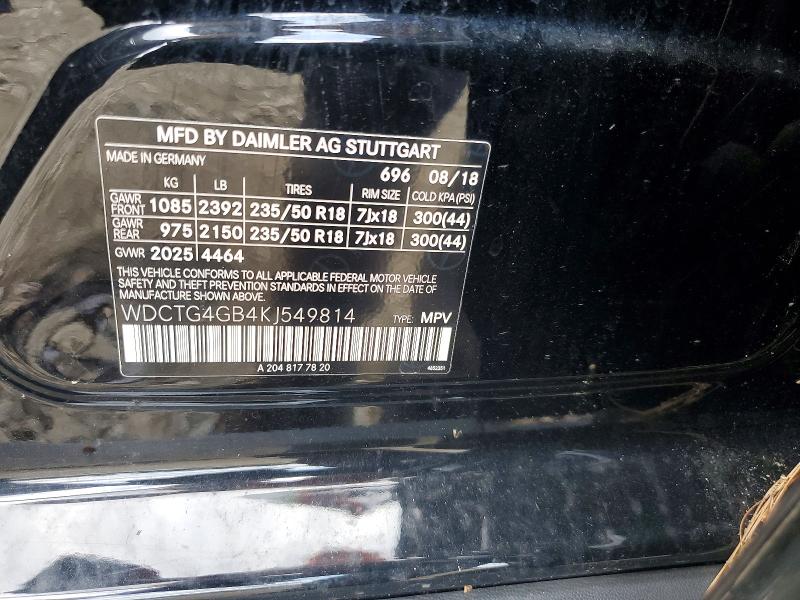 Продаж на аукціоні авто 2019 Mercedes-benz Gla, vin: WDCTG4GB4KJ549814, номер лоту: 62421266