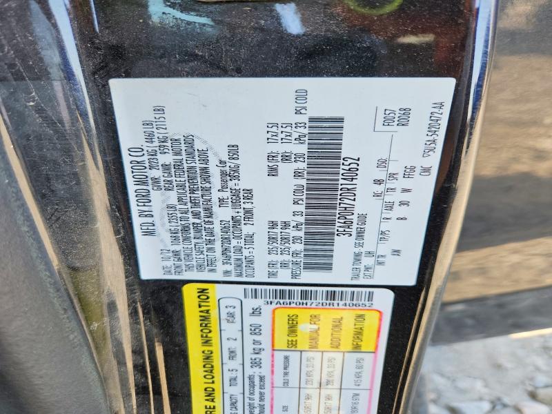 61964826 :رقم المزاد ، 3FA6P0H72DR140652 vin ، 2013 Ford Fusion مزاد بيع