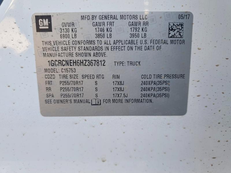 60427686 :رقم المزاد ، 1GCRCNEH6HZ367812 vin ، 2017 Chevrolet Silverado مزاد بيع
