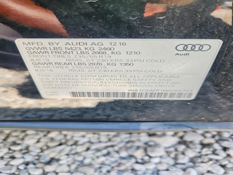 Продажа на аукционе авто 2017 Audi Q5, vin: WA1C2AFP1HA092723, номер лота: 60593306