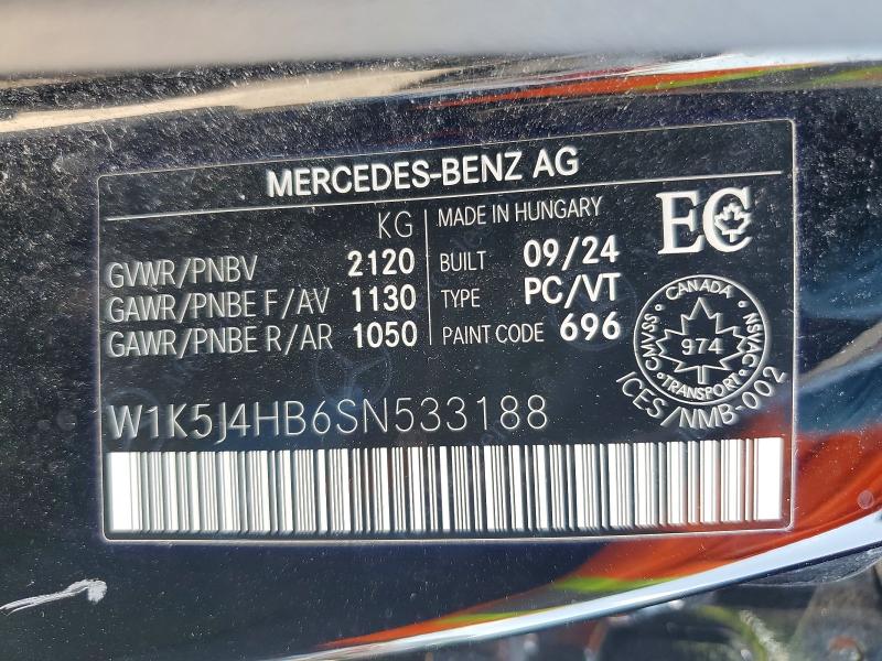 Aukcja sprzedaży 2025 Mercedes-benz Cla, vin: W1K5J4HB6SN533188, numer aukcji: 63191856