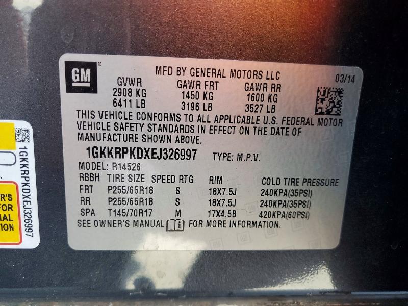 Aukcja sprzedaży 2014 Gmc Acadia, vin: 1GKKRPKDXEJ326997, numer aukcji: 60811946