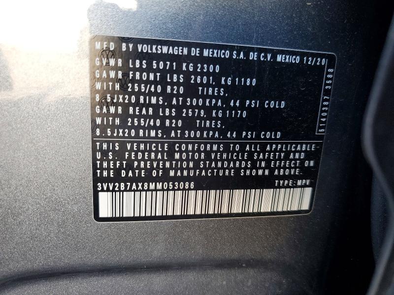 59628436 :رقم المزاد ، 3VV2B7AX8MM053086 vin ، 2021 Volkswagen Tiguan مزاد بيع