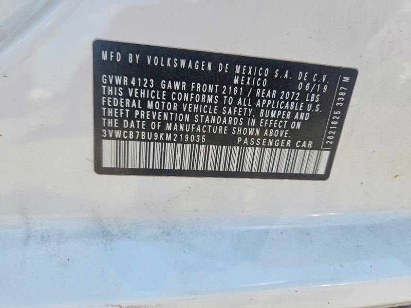 60205066 :رقم المزاد ، 3VWCB7BU9KM219035 vin ، 2019 Volkswagen Jetta مزاد بيع