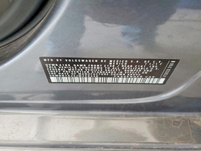 Продажа на аукционе авто 2018 Volkswagen Jetta, vin: 3VWDB7AJ3JM258438, номер лота: 58368066